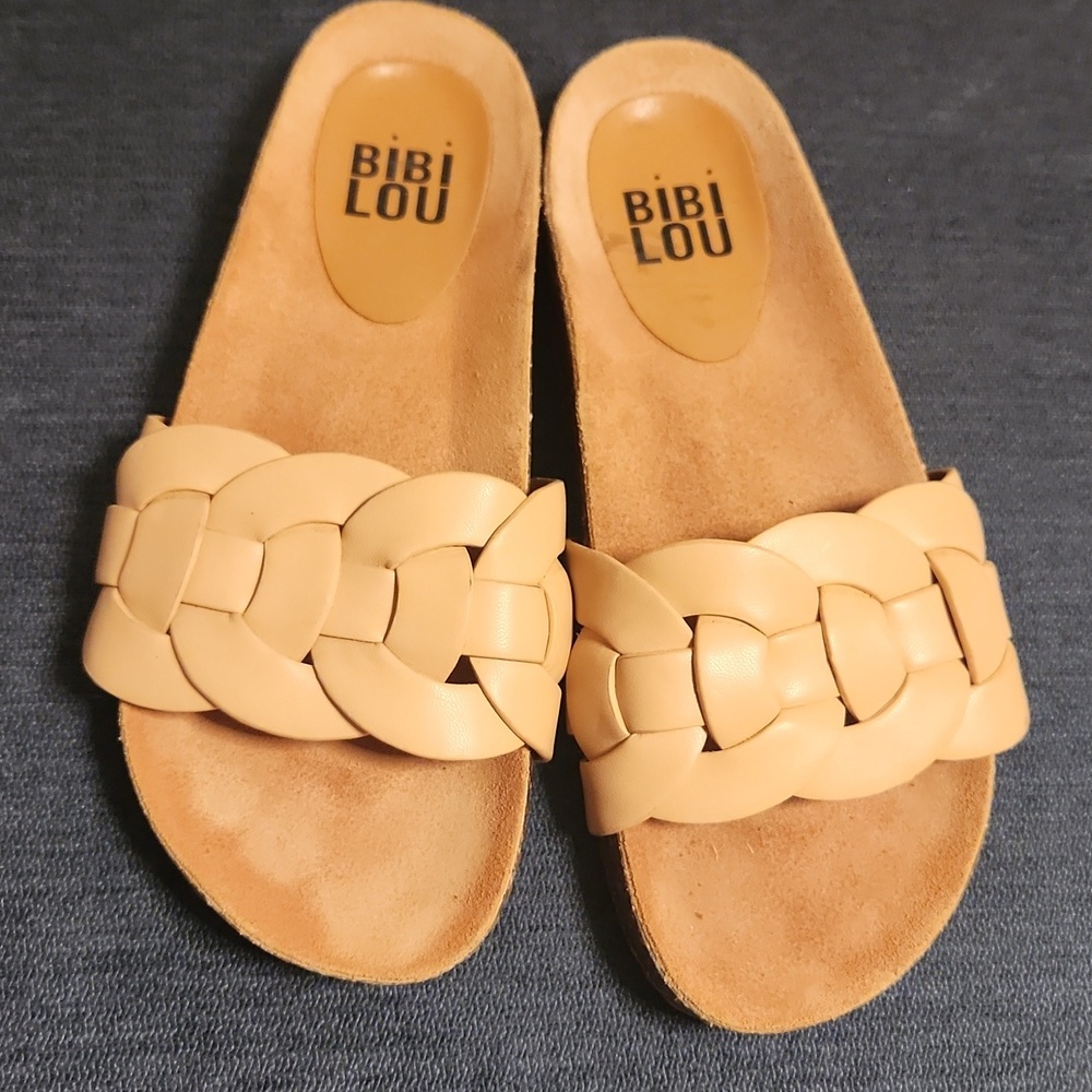 BIBILOU Braided  Cork Footed Slide Sandals size 7-7.5 NWOT